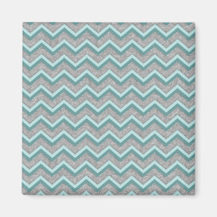 Imã Silver Foil e Teal ZigZag