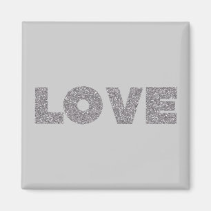 Imã Silver Glitter Love