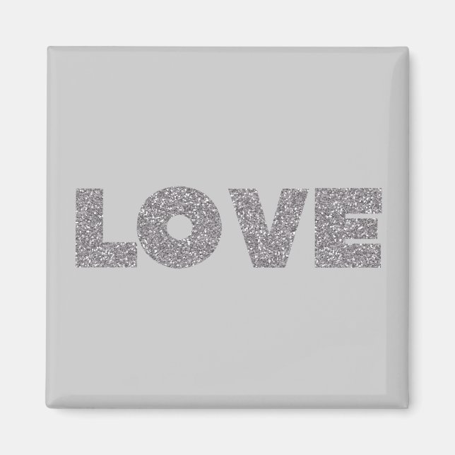 Imã Silver Glitter Love (Frente)