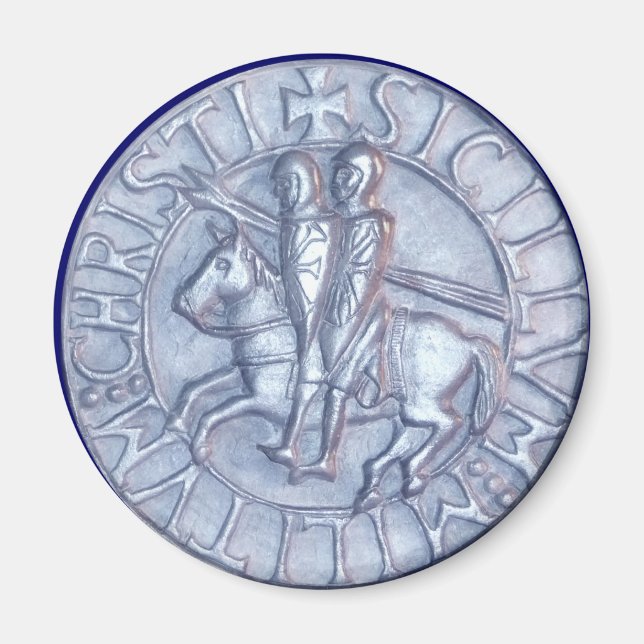 Imã Silver Medieval Seal dos Cavaleiros Templários (Frente)