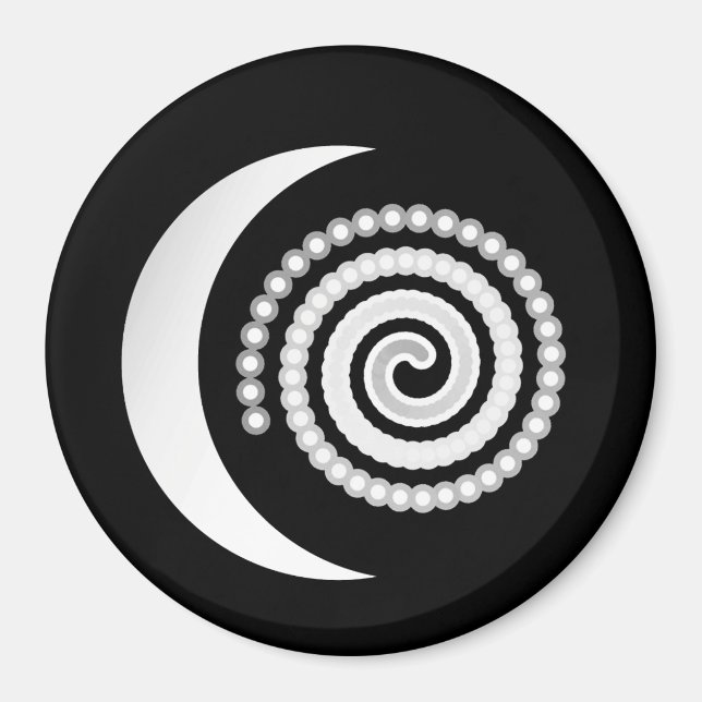 Imã Silver Moon Spiral a preto (Frente)