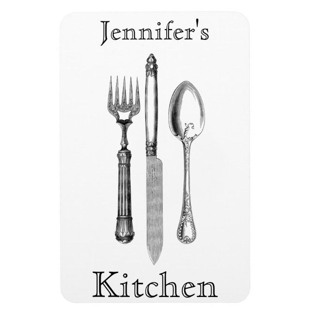 Ímã Silverware Elegante Preto e Branco (Vertical)