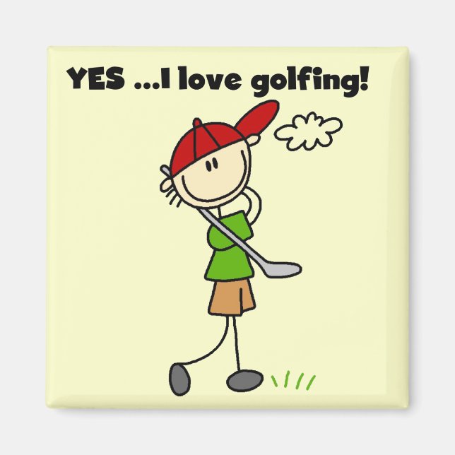 Imã Sim, adoro Camisetas e presentes de golfe (Frente)