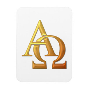Ímã Símbolo "3-D" dourado alfa e de Omega