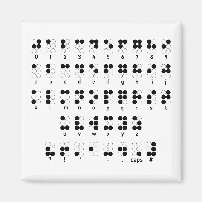 Imã Símbolo alfabético Braille de letras ocultas (Frente)
