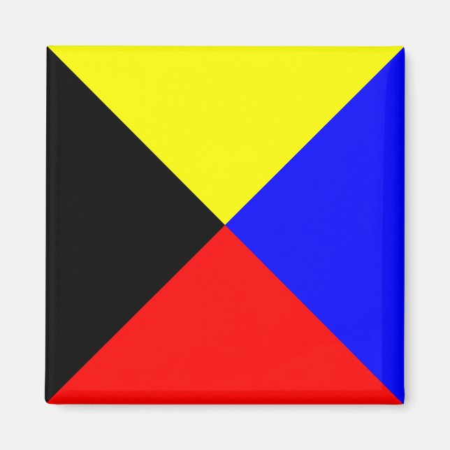 Imã Símbolo alfabético náutico de bandeira Z (Zulu) (Frente)