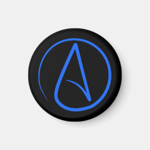 Imã Símbolo ateu: azul sobre preto