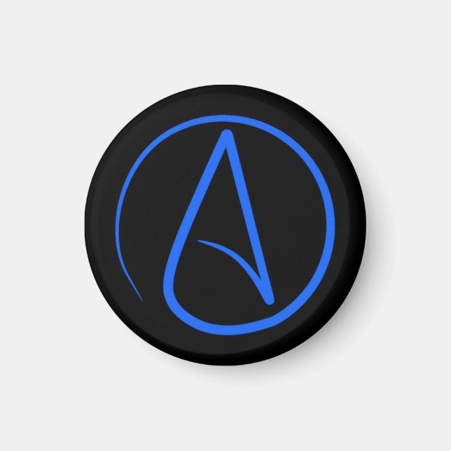 Imã Símbolo ateu: azul sobre preto (Frente)