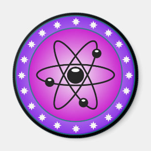 Imã Símbolo Atom em um plano de fundo rosa