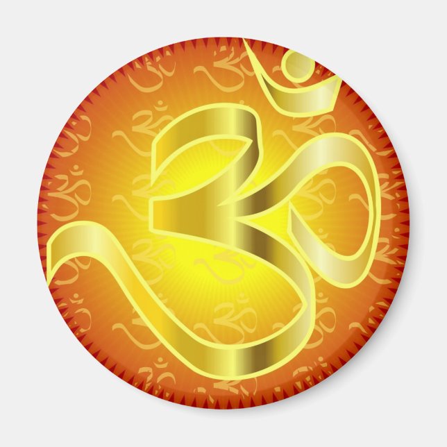 Imã Símbolo Aum ou Om em amarelos e vermelhos (Frente)