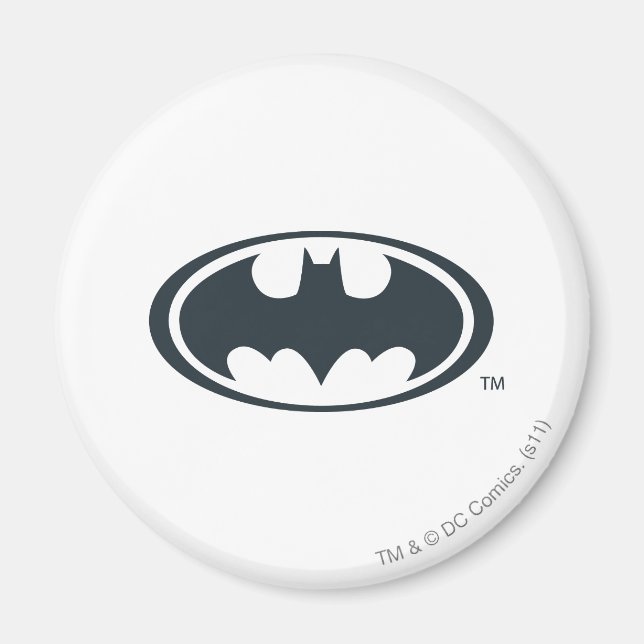 Imã Símbolo Batman | Logotipo preto e branco (Frente)