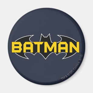 Imã Símbolo Batman Nome Logotipo Amarelo e Preto