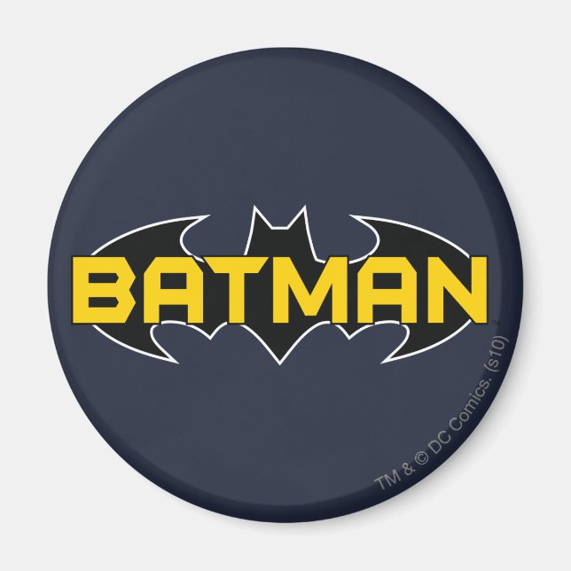 Imã Símbolo Batman | Nome Logotipo Amarelo e Preto (Frente)