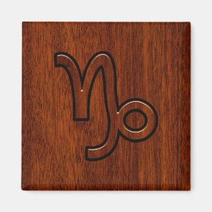 Imã Símbolo Capricórnio Zodiac em Mahogany Brown