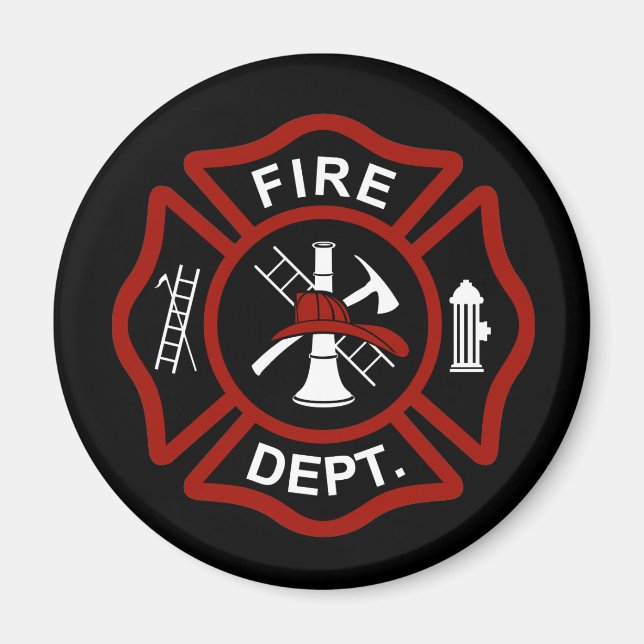 Imã Símbolo Cruz Maltês Negro em Fundo Negro (Frente)