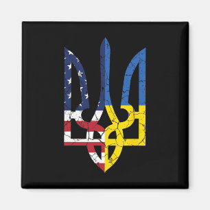 Imã Símbolo da Bandeira Americana Ucraniana Amor Apoia