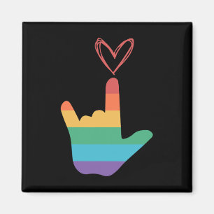 Imã Símbolo de Amor Arco-íris ASL Surdo