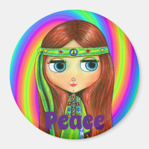 Imã Símbolo de banda larga de paz de Hippie Verde