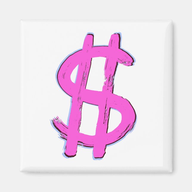Imã Símbolo de Dólar Rosa (Frente)