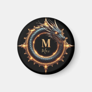 Imã 🐉 Símbolo de Dragão de Fantasia com Nome Personal