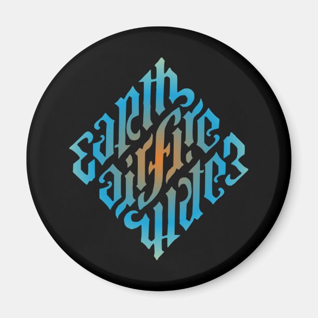 Imã Símbolo de Elementos Iluminados Azul (Frente)