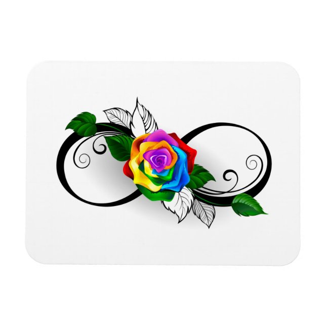 Ímã Símbolo de Infinito com Rosa Arco-Íris (Horizontal)