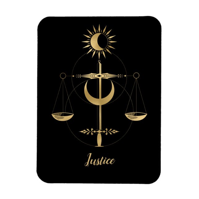 Ímã Símbolo de Justiça de Tarot Dourado (Vertical)