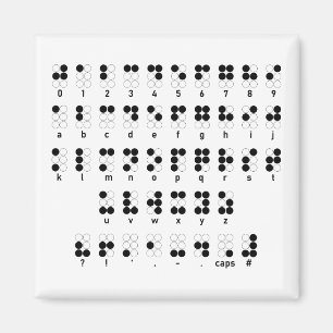 Imã Símbolo de letras cego do alfabeto de Braille