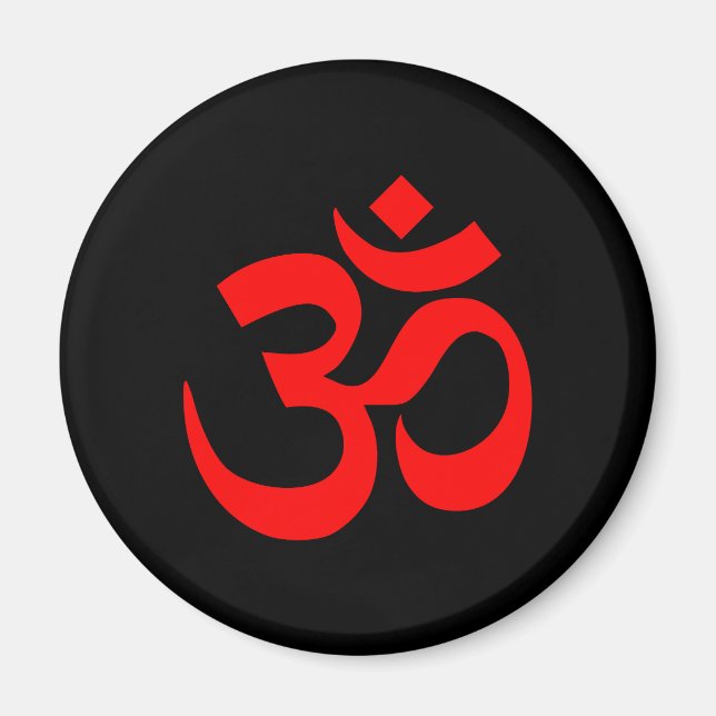 Imã Símbolo de Om Preto e Vermelho (Frente)