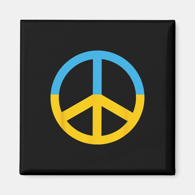 Imã Símbolo de Paz Com as Cores da Bandeira da Ucrânia (Frente)