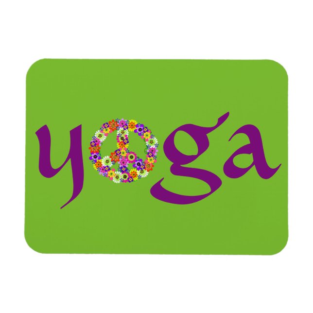 Ímã Símbolo de Paz de Yoga Floral (Horizontal)