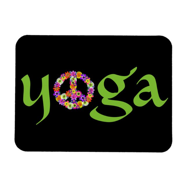 Ímã Símbolo de Paz de Yoga Floral (Horizontal)