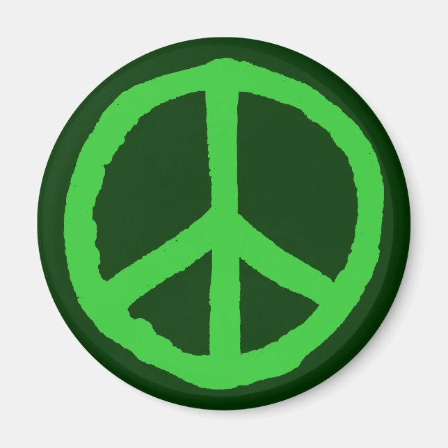 Imã Símbolo de paz duro - tons verdes (Frente)