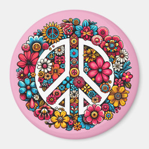 Imã símbolo de paz floral cor ilustração