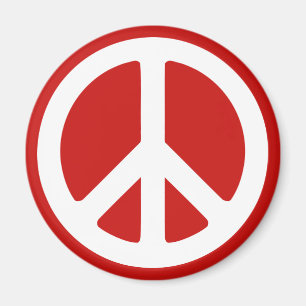 Imã Símbolo de Paz Vermelho e Branco