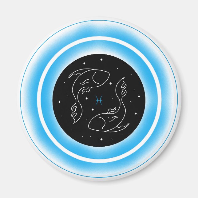 Imã Símbolo de Peixes – Emblema Mínimo de Astrologia (Frente)