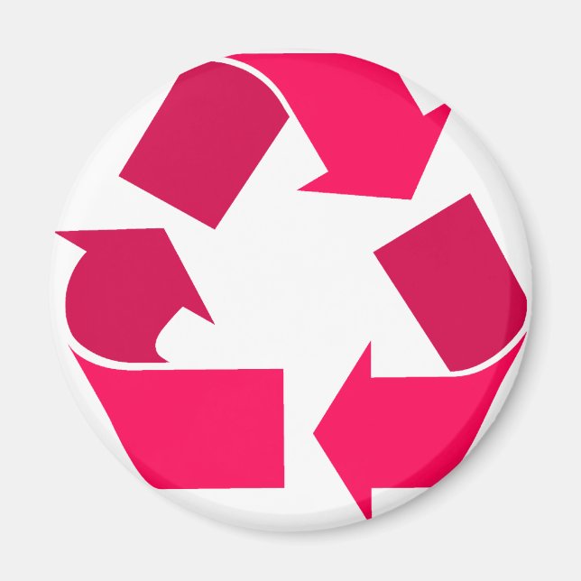 Imã símbolo de reciclar rosa (Frente)