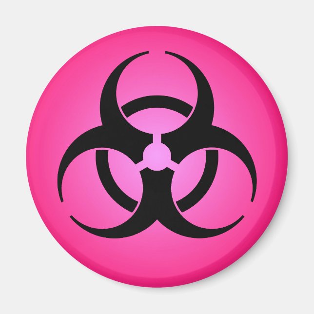 Imã Símbolo de risco biológico cor-de-rosa (Frente)