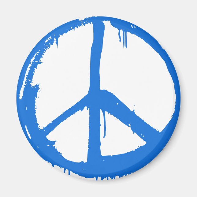 Imã Símbolo de sinal de paz azul (Frente)