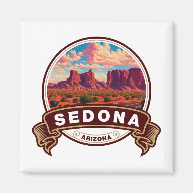 Imã Símbolo de viagem colorido de Sedona Arizona (Frente)