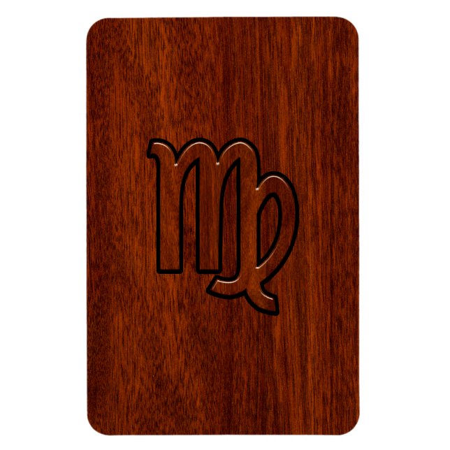 Ímã Símbolo de Virgem no estilo madeira de Mahogany (Vertical)