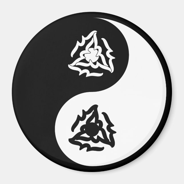 Imã Símbolo de yin e yang preto e branco (Frente)