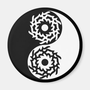 Imã Símbolo de yin e yang preto e branco