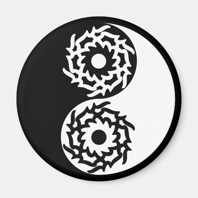 Imã Símbolo de yin e yang preto e branco (Frente)