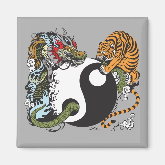 Imã símbolo do dragão e tigre yin yang (Frente)