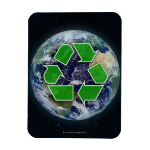Ímã Símbolo do reciclagem e terra do planeta