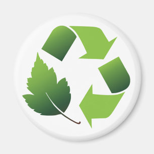 IMÃ SÍMBOLO DO RECICLAR COM FOLHA