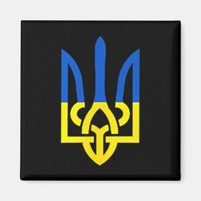 Imã Símbolo do Tridente Ucraniano - Suporte à Bandeira (Frente)