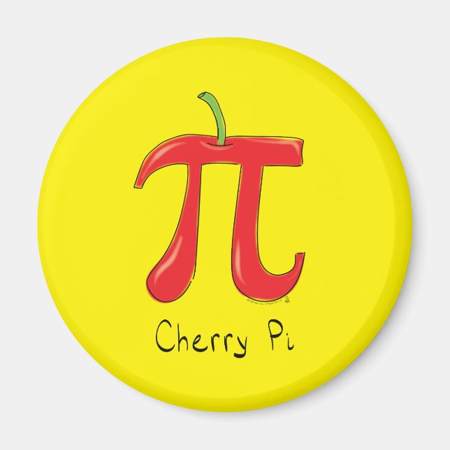 Imã Símbolo Engraçado Math Cherry Pi (Frente)
