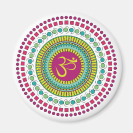Imã Símbolo Espiritual Mandala Om Verde Rosa Geométric